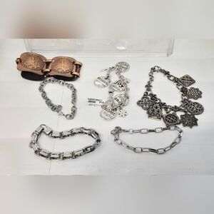 Silver and Brown Bracelet Set